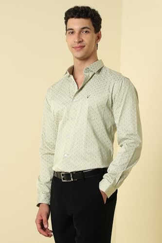 Men Beige Print Full Sleeves Formal Shirt