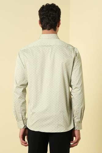 Men Beige Print Full Sleeves Formal Shirt