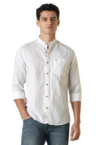 Men White Custom Fit Stripe Full Sleeves Casual Shirt