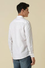 Men White Custom Fit Stripe Full Sleeves Casual Shirt