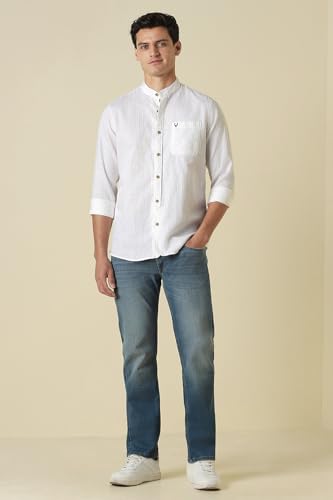 Men White Custom Fit Stripe Full Sleeves Casual Shirt