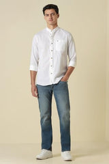 Men White Custom Fit Stripe Full Sleeves Casual Shirt