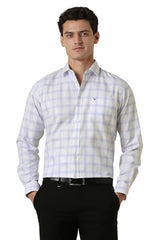 Men White Check Full Sleeves Formal Shirt