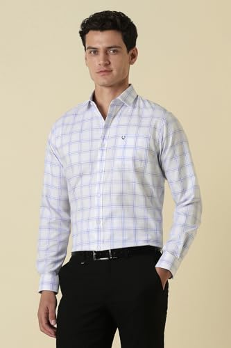 Men White Check Full Sleeves Formal Shirt