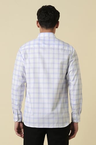 Men White Check Full Sleeves Formal Shirt