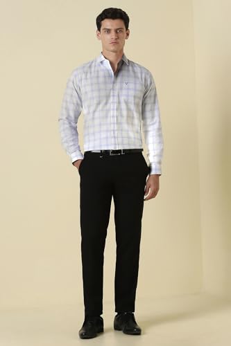 Men White Check Full Sleeves Formal Shirt