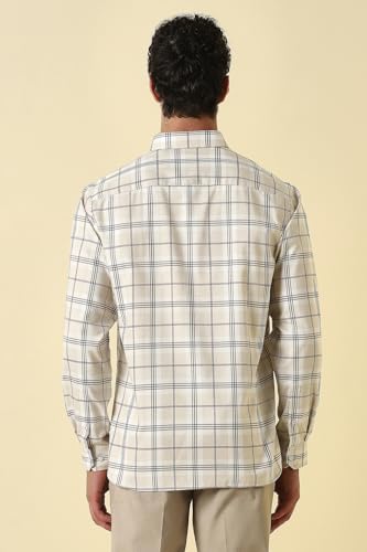Men Beige Check Full Sleeves Formal Shirt
