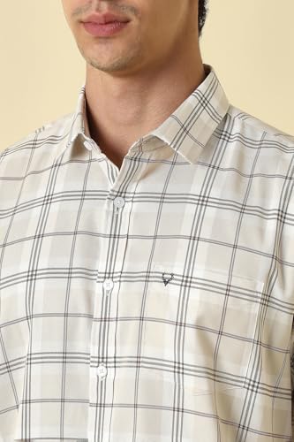 Men Beige Check Full Sleeves Formal Shirt
