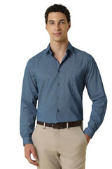 Men Blue Print Full Sleeves Formal Shirt