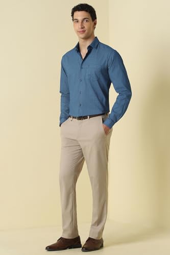 Men Blue Print Full Sleeves Formal Shirt