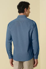 Men Blue Print Full Sleeves Formal Shirt