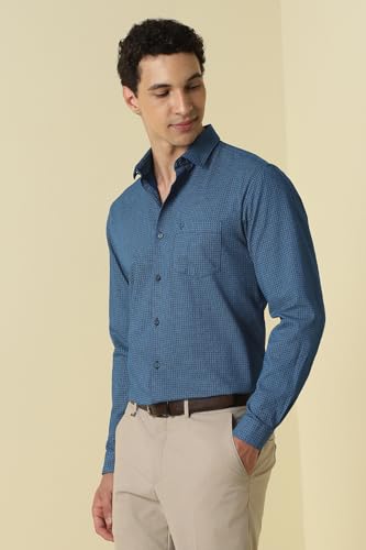 Men Blue Print Full Sleeves Formal Shirt