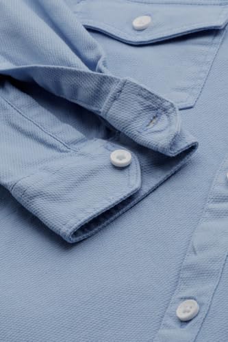 Boys Light Blue Textured Casual Shirt
