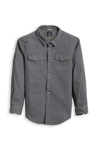 Boys Grey Textured Casual Shirt