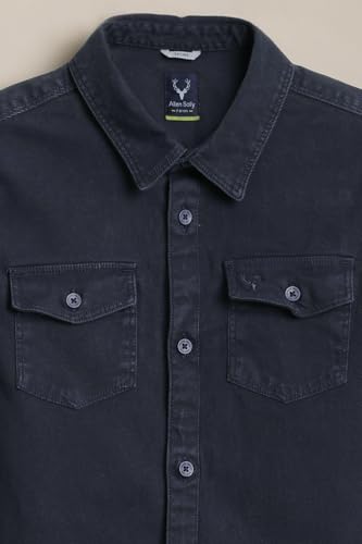 Boys Navy Textured Casual Shirt