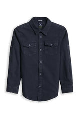 Boys Navy Textured Casual Shirt