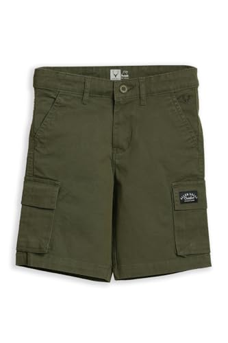 Boys Olive Solid Shorts