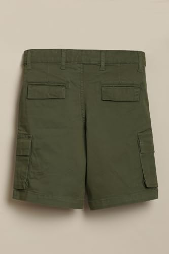 Boys Olive Solid Shorts