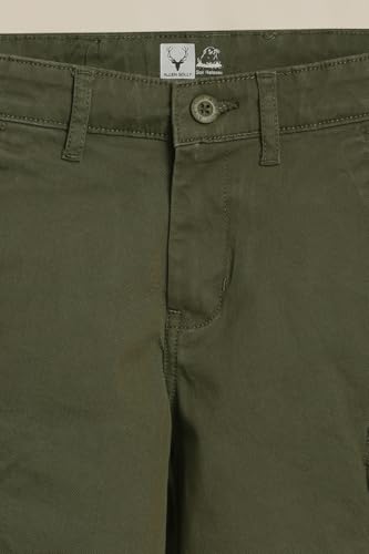 Boys Olive Solid Shorts