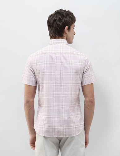 U.S.Polo Association Men's Tartan Checked Regular Fit Shirt (USSHT3224H_Pink_46)