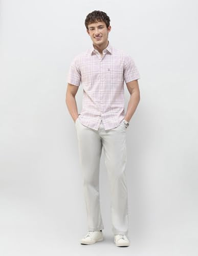 U.S.Polo Association Men's Tartan Checked Regular Fit Shirt (USSHT3224H_Pink_46)
