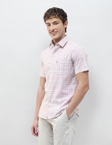 U.S.Polo Association Men's Tartan Checked Regular Fit Shirt (USSHT3224H_Pink_46)