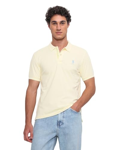 U.S.Polo Association Men's Solid Slim Fit Polo Shirt (USTSH3361_Yellow_L)
