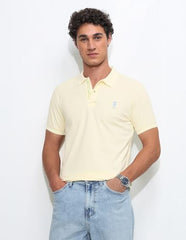 U.S.Polo Association Men's Solid Slim Fit Polo Shirt (USTSH3361_Yellow_L)