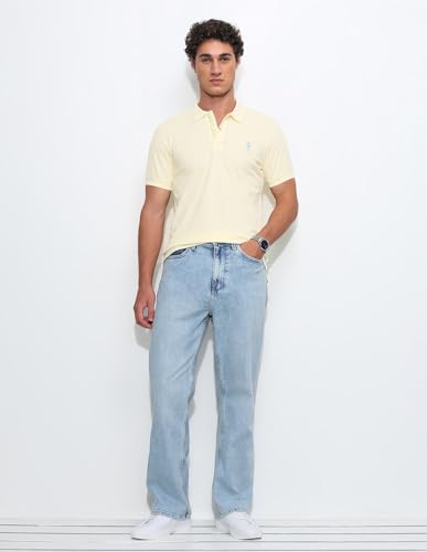 U.S.Polo Association Men's Solid Slim Fit Polo Shirt (USTSH3361_Yellow_L)