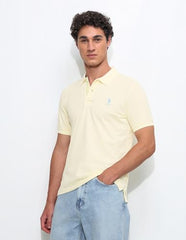 U.S.Polo Association Men's Solid Slim Fit Polo Shirt (USTSH3361_Yellow_L)