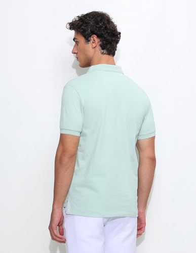 U.S.Polo Association Men's Solid Slim Fit Polo Shirt (USTSH3362_Light Green_L)