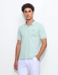 U.S.Polo Association Men's Solid Slim Fit Polo Shirt (USTSH3362_Light Green_L)