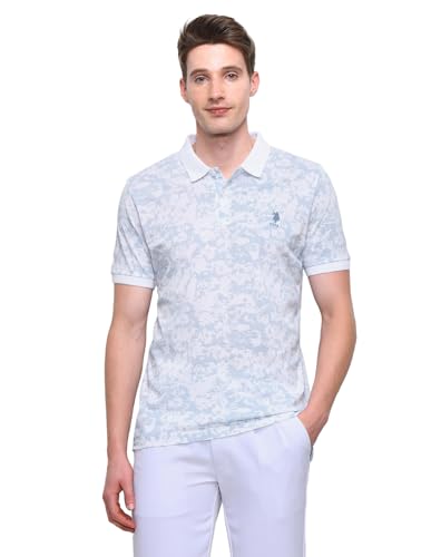 U.S.Polo Association Men's All Over Printed Slim Fit Polo Shirt