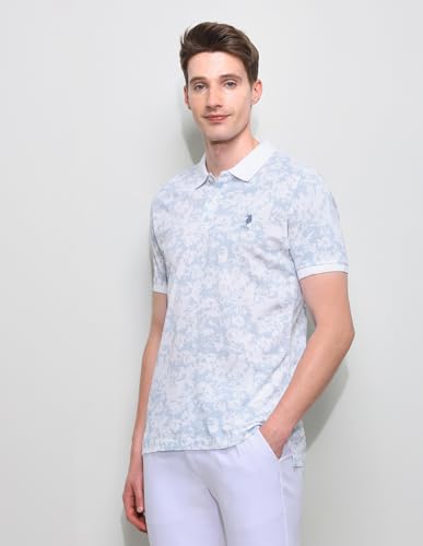 U.S.Polo Association Men's All Over Printed Slim Fit Polo Shirt