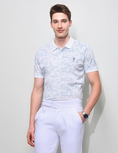 U.S.Polo Association Men's All Over Printed Slim Fit Polo Shirt