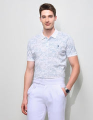 U.S.Polo Association Men's All Over Printed Slim Fit Polo Shirt