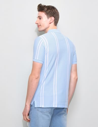 U.S.Polo Association Men's Vertical Striped Slim Fit Polo Shirt (USTSH3385_Blue_S)