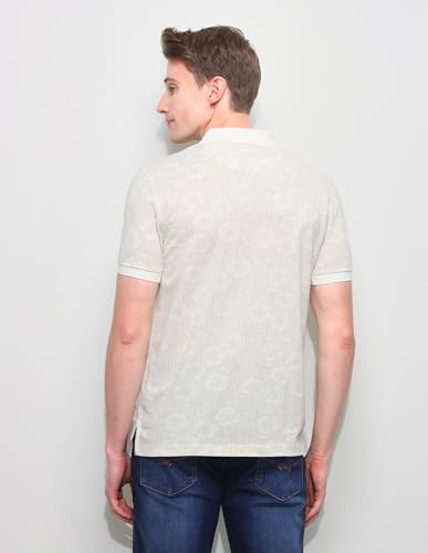 U.S.Polo Association Men's Floral Vertical Striped Slim Fit Polo Shirt (USTSH3387_Off White_L)