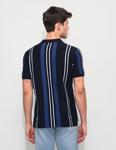 U.S.Polo Association Men's Vertical Striped Slim Fit Polo Shirt (USTSH3392_Navy_3XL)