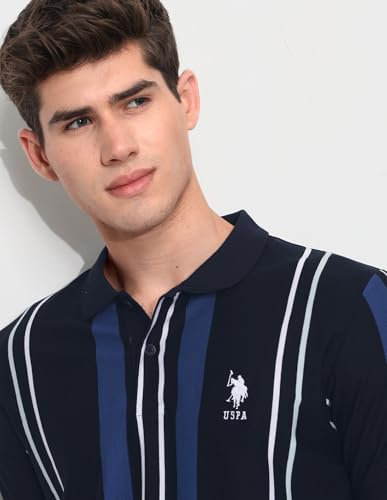 U.S.Polo Association Men's Vertical Striped Slim Fit Polo Shirt (USTSH3392_Navy_3XL)