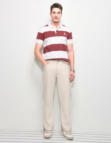 U.S.Polo Association Men's Horizontal Striped Slim Fit Polo Shirt