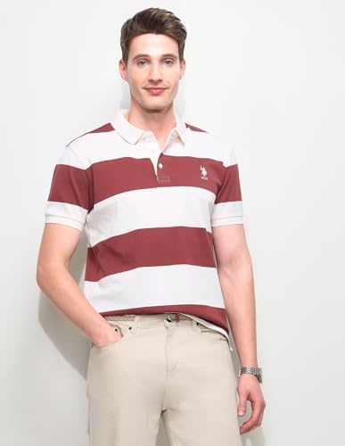 U.S.Polo Association Men's Horizontal Striped Slim Fit Polo Shirt