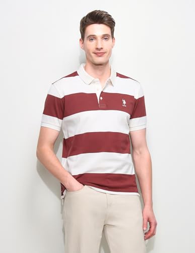 U.S.Polo Association Men's Horizontal Striped Slim Fit Polo Shirt