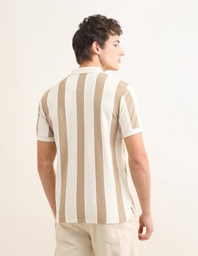 U.S.Polo Association Men's Sotogrande Vertical Striped Polo Shirt (USTSH3417_Beige_XL)