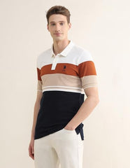 U.S.Polo Association Men's Colourblocked Slim Fit Polo Shirt (USTSH3426_Rust_3XL)