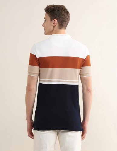 U.S.Polo Association Men's Colourblocked Slim Fit Polo Shirt (USTSH3426_Rust_3XL)