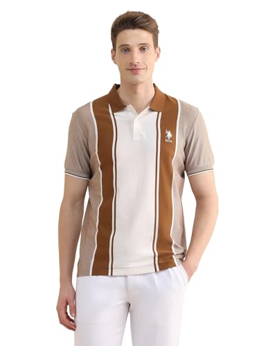 U.S.Polo Association Men's Colourblocked Slim Fit Polo Shirt