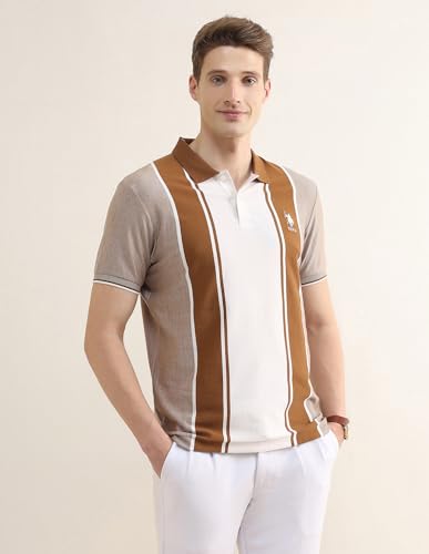 U.S.Polo Association Men's Colourblocked Slim Fit Polo Shirt
