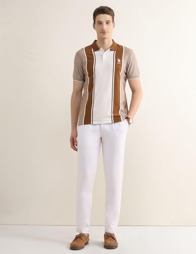 U.S.Polo Association Men's Colourblocked Slim Fit Polo Shirt