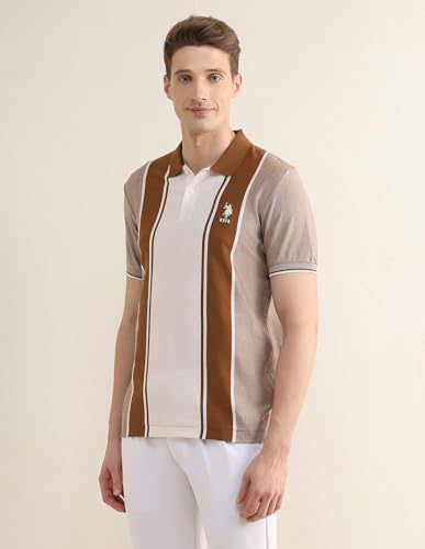 U.S.Polo Association Men's Colourblocked Slim Fit Polo Shirt